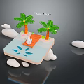 Sci Fi Futuristic Tropical Scene With Advanced Palms Hovering Bridge Mechanical Creature And Energy Ripples