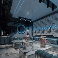 CBD Party K Modern KTV Interior With Comfortable Sofa Tables And Decorative Flowers