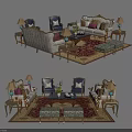 Elegant Sofa And Coffee Table Set With Throw Pillows Area Rug Side Tables And Lamps
