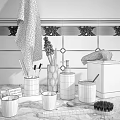 Bathroom Accessories with Towel Candle Lily Vase Soap Dispenser and Marble Countertop