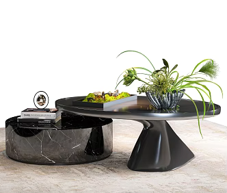 Modern Coffee Table Italian Coffee Table Coffee Table Marble Coffee Table Metal Coffee Table Mother and Mother Coffee Table Green Plant Ornaments Vase Green Plant 3d model
