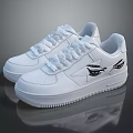 White Leather Sneakers With Black Wing Pattern And White Laces Modern Design 3d model