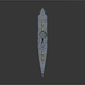 3D Rendered Large Warship Model With Gray Hull Yellow Deck Equipment And Reflective Finish