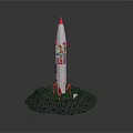 Silver Rocket With Red Tip Standing On Launch Pad For Space Exploration