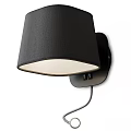 Modern Wall Lamp With Black Fabric Lampshade White Inner Lining And Metal Base