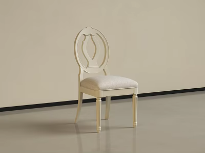 Elegant Modern Light Colored Dining Chair With Circular Backrest And Upholstered Seat 3d model