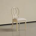 Elegant Modern Light Colored Dining Chair With Circular Backrest And Upholstered Seat