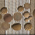 Rustic Natural Woven Background Wall Adorned With Various Round Woven Baskets And Plates