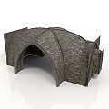 Traditional Stone Archway Structure With Tiled Roof And Architectural Details