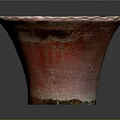 Red Ceramic Garden Planter With Rough Texture And White Rim For Decoration