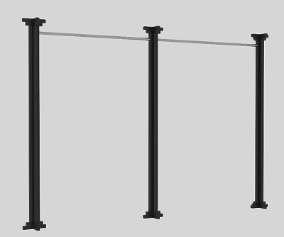 Black Metal Display Shelf Frame with Three Vertical Posts for Retail Store Use 3d model