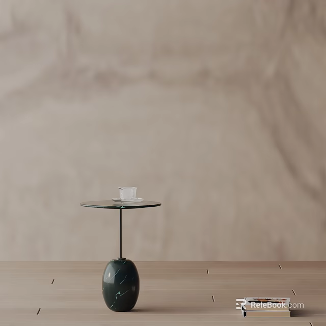 Modern Minimalist Side Table With Round Tabletop Black Column And White Cup 3d model