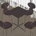 Modern Square Dining Table Set With Four Curved Backrest Upholstered Chairs 3d model