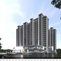 Modern High Rise Residential Building With Glass Curtain Walls And Commercial Ground Floor