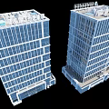 Modern High Rise Office Building with Glass Curtain Wall and Contemporary Architecture Design