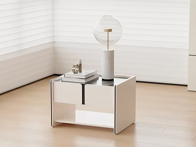 Bedside Table Lamp Books Venetian Blinds 3d model