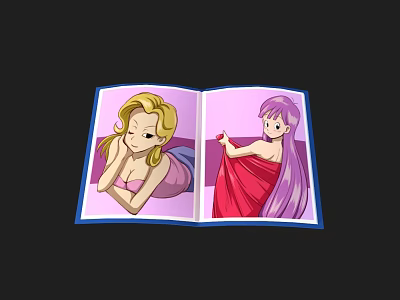 Game and Movie Characters in Open Book Illustration with Blonde and Purple Hair Characters 3d model