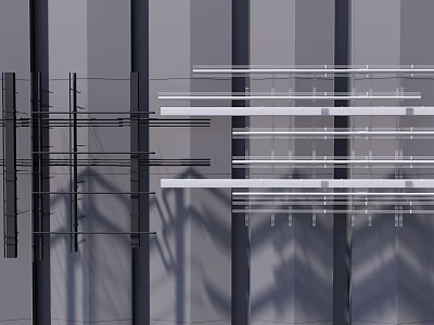 Modern Suspended Ceiling Design With Metal Frames White Beams Shadow Effects And Structural Details 3d model