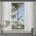 Modern Curtain Floor-to-Floor Window Curtain Window Screen Window Sofa Stool Floriculture Ornaments Curtain Pleated Curtain Fabric Yarn 3d model