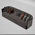 Comfortable Gray Multi seater Fabric Sofa With Multicolored Cushions And Modern Design 3d model