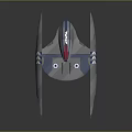 Futuristic Sci-Fi Character Piloting Creature Inspired Gray Spaceship With Blue Red Stripes