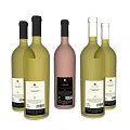 Stylish Wine Bottles And Glasses Display With Red White Wines And Unique Labels