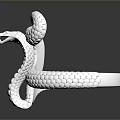 Silver Snake Ring With Coiled Design Detailed Head And Scaly Texture 3d model