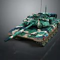 Main Battle Tank Green Camouflage Exterior With Long Barrel Antenna And Detailed 3D Rendering