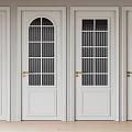 Stylish White Hinged Doors with Glass Panels and Golden Handles in Modern Design