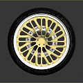 High Quality Car Tire With Stylish Gold Alloy Wheel Green Center Caps And Tread Pattern