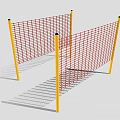 Red Mesh Fence With Yellow Posts For Safety And Security Applications