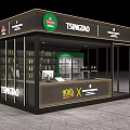 TSINGTAO Beer Booth With Glass Display Cabinets Counter And Lighting Design