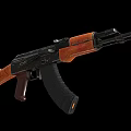 Classic AK Rifle With Wooden Stock Black Barrel And Detachable Magazine