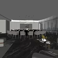 Elegant Modern Private Dining Room With Round Table Pendant Light And Floor To Ceiling Windows