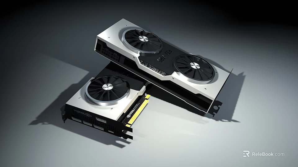 Modern Computer Graphics Cards With Dual Cooling Fans And High Performance Design 3d model 