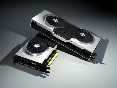 Modern Computer Graphics Cards With Dual Cooling Fans And High Performance Design 3d model