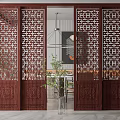 Traditional Chinese Wooden Sliding Doors with Intricate Lattice Design for Interior Partition