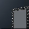 Intricate Carved Mirror Frame With Blue Glass Surface And Decorative Design