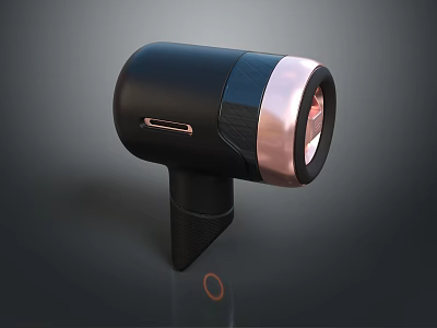 Sleek Black And Rose Gold Modern Hair Dryer With Stand Design 3d model
