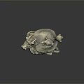 Elegant Traditional Dragon Turtle Metal Sculpture With Ornate Carved Details