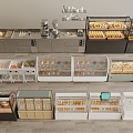 Modern Bread Display Rack Bread Refrigerated Container Bread Shelf Dessert Shop Shelf Bakery Kitchen Equipment 3d model