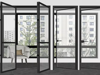 Modern folding door glass single door folding door combination 3d model