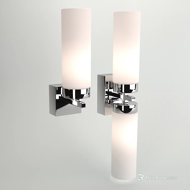 Modern Wall Mounted Lamp With Sleek Metal Design And Cylindrical White Shade For Bright Lighting 3d model 