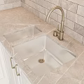 Modern White Kitchen Cabinets With Brick Backsplash Drawers And Gas Stove