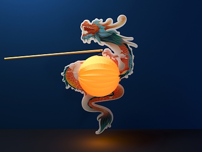 Traditional Paper Lanterns in the Year of the Dragon 3d model