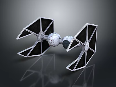 3D Rendered TIE Fighter Model With Black White Triangular Wings And Cockpit 3d model