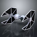 3D Rendered TIE Fighter Model With Black White Triangular Wings And Cockpit