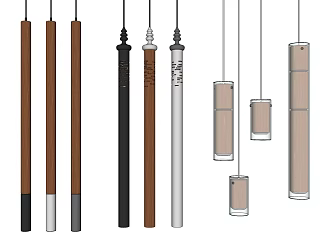 Modern chandelier long strip small chandelier combination 3d model
