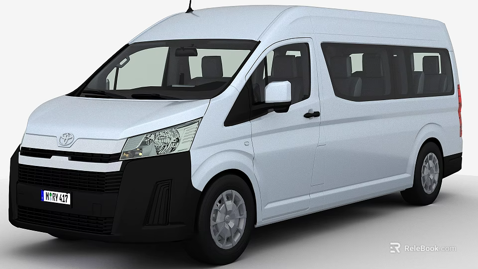Toyota White Commercial Van Exterior Design For Passenger Transport Vehicle 3d model 