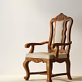 Traditional Wooden Dining Chair With Carved Armrests Upholstered Seat And Classic Design